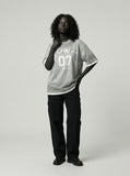 DAXUEN Oversized heather grey short-sleeve t-shirt with graphic print — model photo