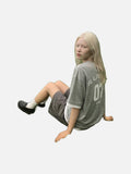 DAXUEN Oversized heather grey short-sleeve t-shirt with graphic print — model photo