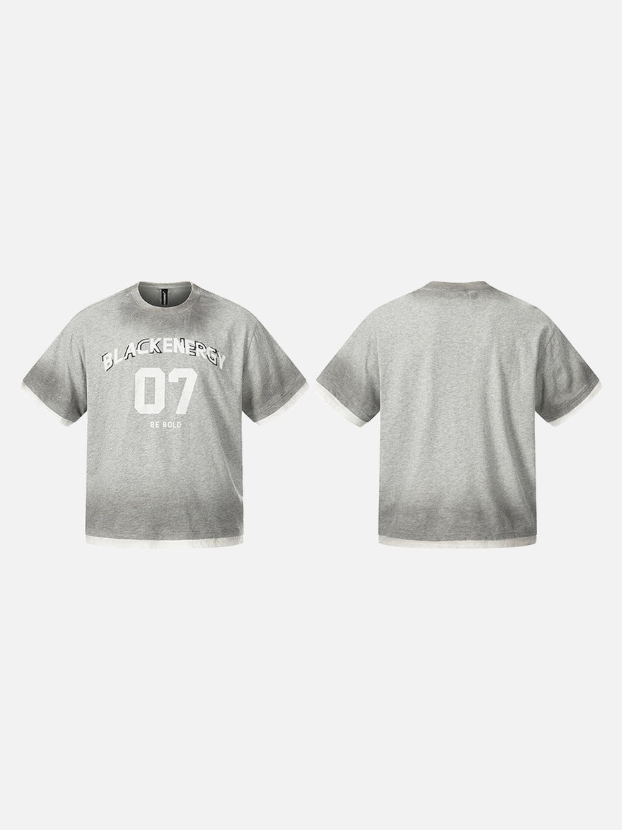 DAXUEN Oversized heather grey short-sleeve t-shirt with graphic print
