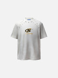 DAXUEN Bold oversized t-shirt with graphic embroidery and studs