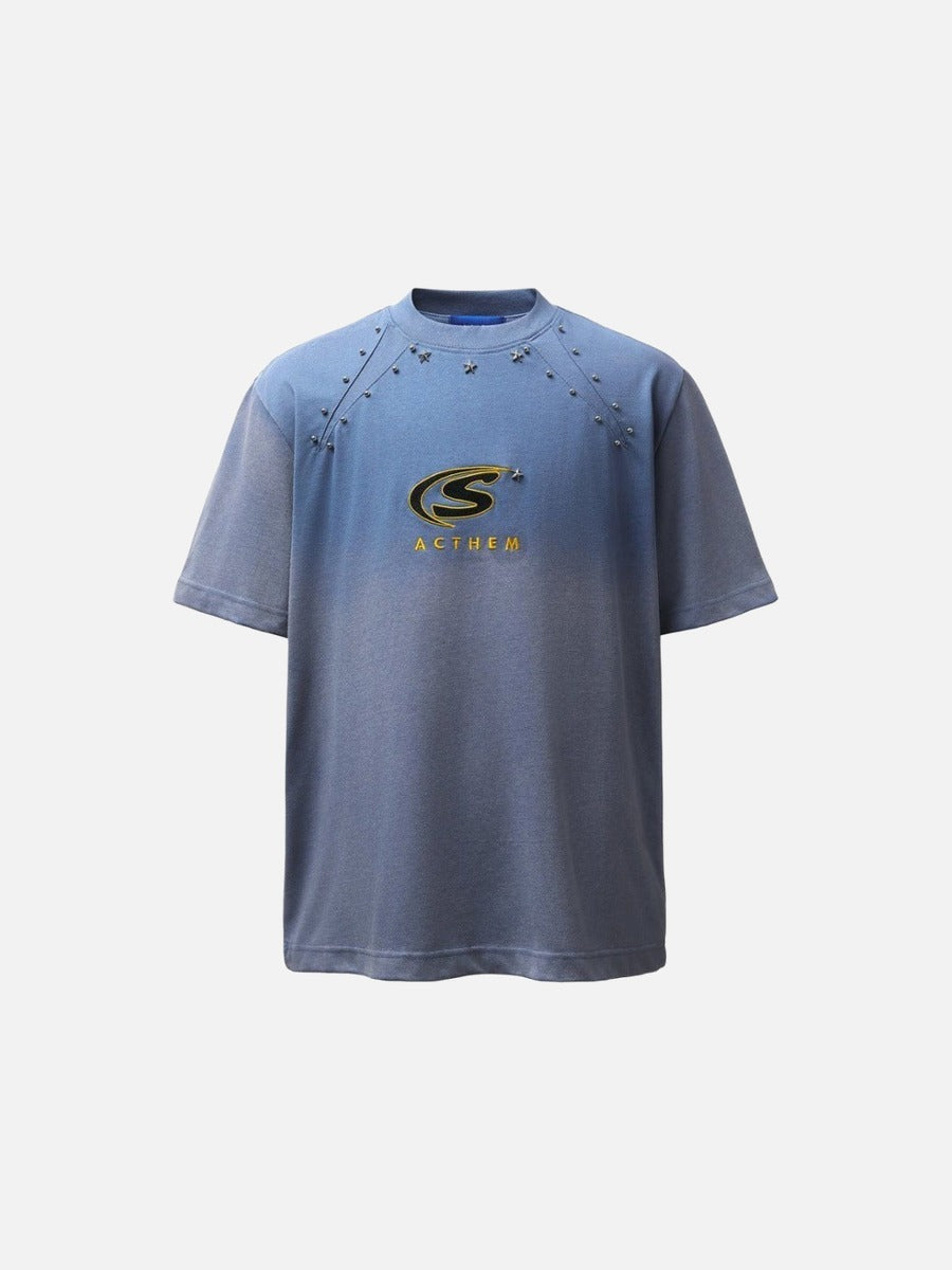 DAXUEN Bold oversized t-shirt with graphic embroidery and studs