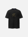 DAXUEN Bold oversized t-shirt with graphic embroidery and studs