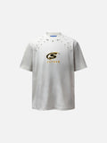 DAXUEN Bold oversized t-shirt with graphic embroidery and studs