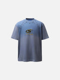 DAXUEN Bold oversized t-shirt with graphic embroidery and studs