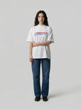 DAXUEN Bold graphic oversized t-shirt in black and white — model photo