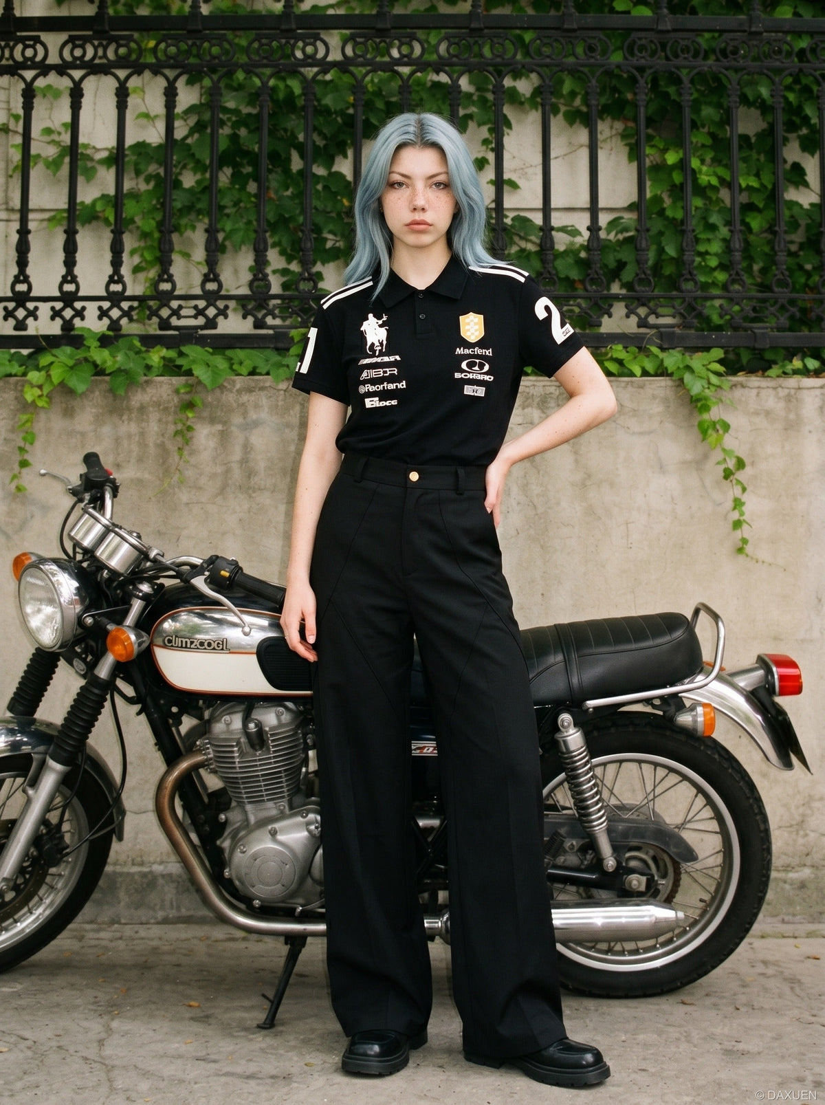 DAXUEN Short sleeve polo shirt with graphic designs — model photo