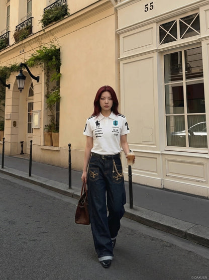 DAXUEN Short sleeve polo shirt with graphic designs — model photo