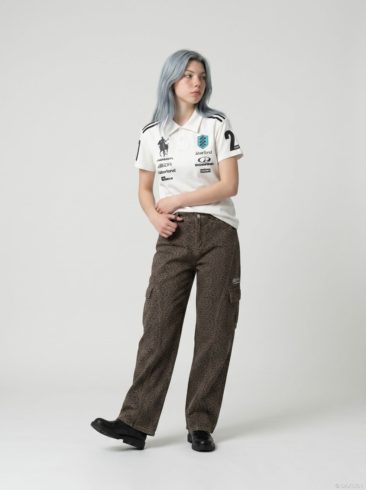 DAXUEN Short sleeve polo shirt with graphic designs — model photo
