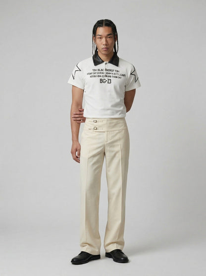 DAXUEN Short sleeve polo shirt with bold graphics — model photo