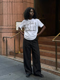 DAXUEN White short-sleeved crew neck graphic T-shirt — model photo
