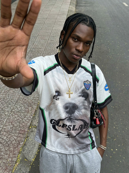 DAXUEN Loose-fit short-sleeved V-neck graphic tee — model photo