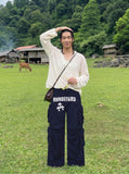 DAXUEN Wide-leg cargo pants with graphic print — model photo