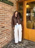DAXUEN Wide-leg cargo pants with graphic print — model photo