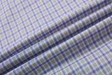 DAXUEN light blue purple beige plaid long-sleeved button-up shirt
