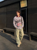 DAXUEN light blue purple beige plaid long-sleeve shirt with graphics — model photo