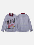 DAXUEN light blue purple beige plaid long-sleeved button-up shirt