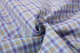 DAXUEN light blue purple beige plaid long-sleeved button-up shirt