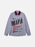 DAXUEN light blue purple beige plaid long-sleeved button-up shirt