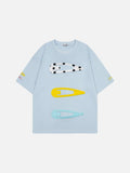 DAXUEN Short-sleeved loose-fitting T-shirt with hair clip graphics