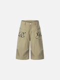 Wide-leg culottes with letter embroidery and pockets