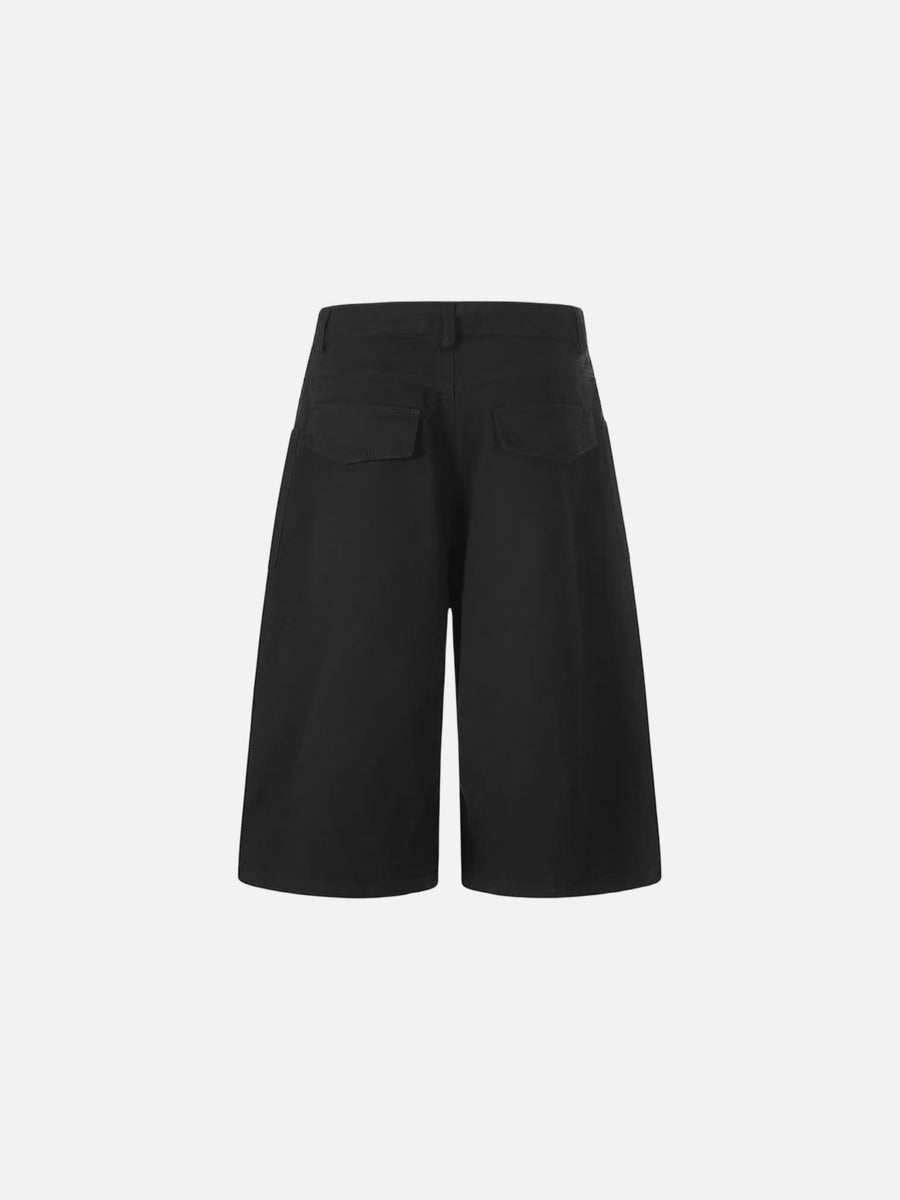 Wide-leg culottes with letter embroidery and pockets