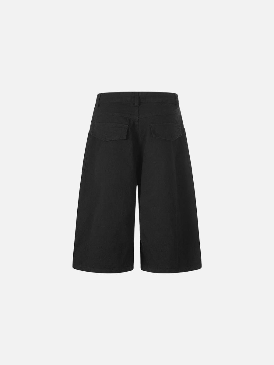 Wide-leg culottes with letter embroidery and pockets