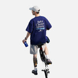 DAXUEN navy oversized multi-line graphic t-shirt