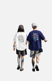 DAXUEN navy oversized multi-line graphic t-shirt