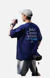 DAXUEN navy oversized multi-line graphic t-shirt
