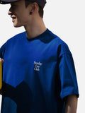 DAXUEN royal blue oversized multi-line serif graphic t-shirt
