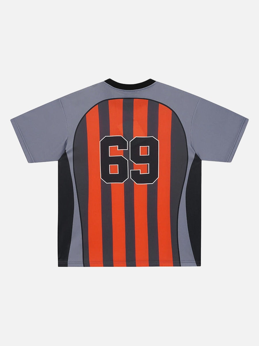 DAXUEN Multi-panel short-sleeved t-shirt in grey, black, and orange