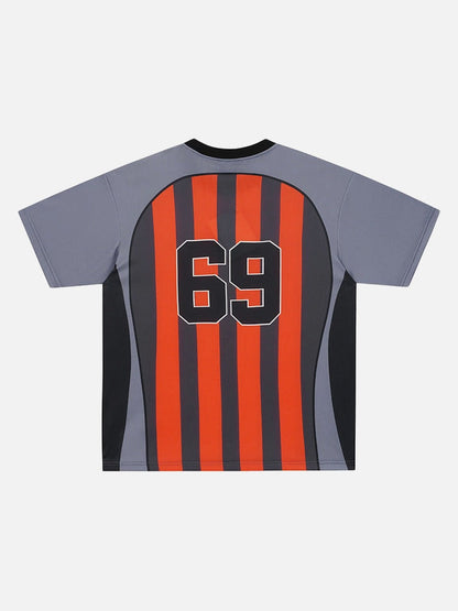 DAXUEN Multi-panel short-sleeved t-shirt in grey, black, and orange