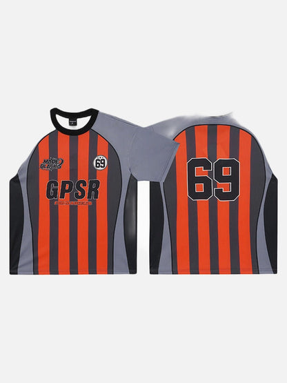 DAXUEN Multi-panel short-sleeved t-shirt in grey, black, and orange