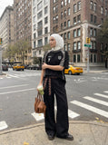 DAXUEN Bold Number 7 Embroidered T-Shirt — model photo