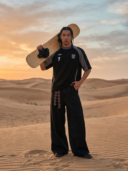 DAXUEN Bold Number 7 Embroidered T-Shirt — model photo