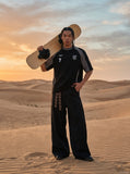 DAXUEN Bold Number 7 Embroidered T-Shirt — model photo