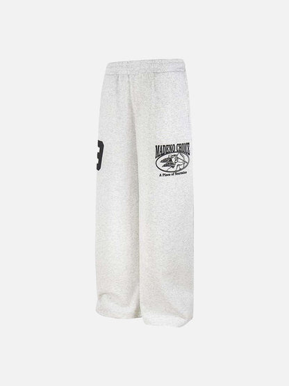 DAXUEN Wide leg sweatpants with numeral graphic