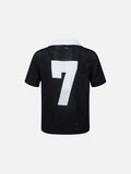 DAXUEN black knit polo with bold '7' graphic