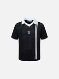 DAXUEN black knit polo with bold '7' graphic