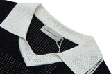 DAXUEN black knit polo with bold '7' graphic
