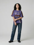 DAXUEN Purple short-sleeved graphic T-shirt with unique design — model photo