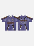 DAXUEN Purple short-sleeved graphic T-shirt with unique design