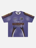 DAXUEN Purple short-sleeved graphic T-shirt with unique design