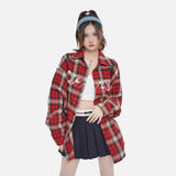 DAXUEN red oversized check flannel shirt
