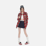 DAXUEN red oversized check flannel shirt