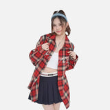 DAXUEN red oversized check flannel shirt