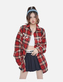 Bold Red Check Oversized Flannel Shirt