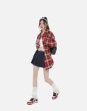DAXUEN red oversized check flannel shirt