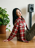 DAXUEN red and black plaid flannel shirt — model photo