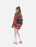 DAXUEN red oversized check flannel shirt